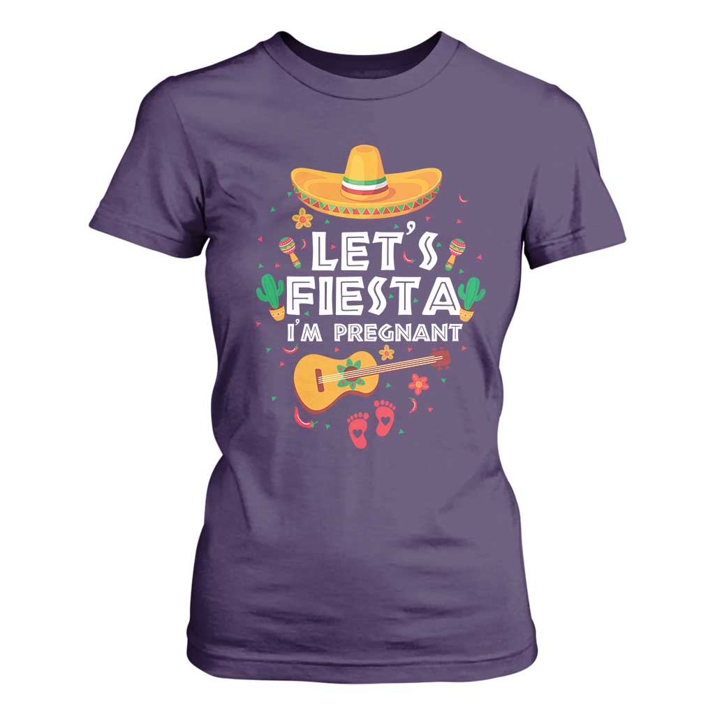 Funny Cinco De Mayo Pregnancy Announcement T Shirt For Women Let's Fiesta I'm Pregnant Mexico Festival TS11 Purple Print Your Wear