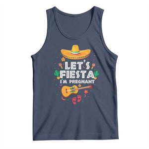 Funny Cinco De Mayo Pregnancy Announcement Tank Top Let's Fiesta I'm Pregnant Mexico Festival TS11 Navy Print Your Wear