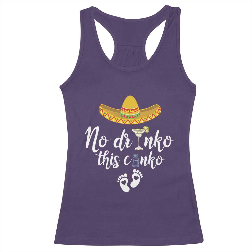 Funny Cinco De Mayo Pregnancy Reveal Racerback Tank Top No Drinko This Cinko Sombrero Hat TS11 Purple Print Your Wear