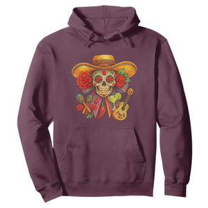 Funny Cinco De Mayo Sugar Skull Sombrero Hat Bow Hoodie TS11 Maroon Print Your Wear