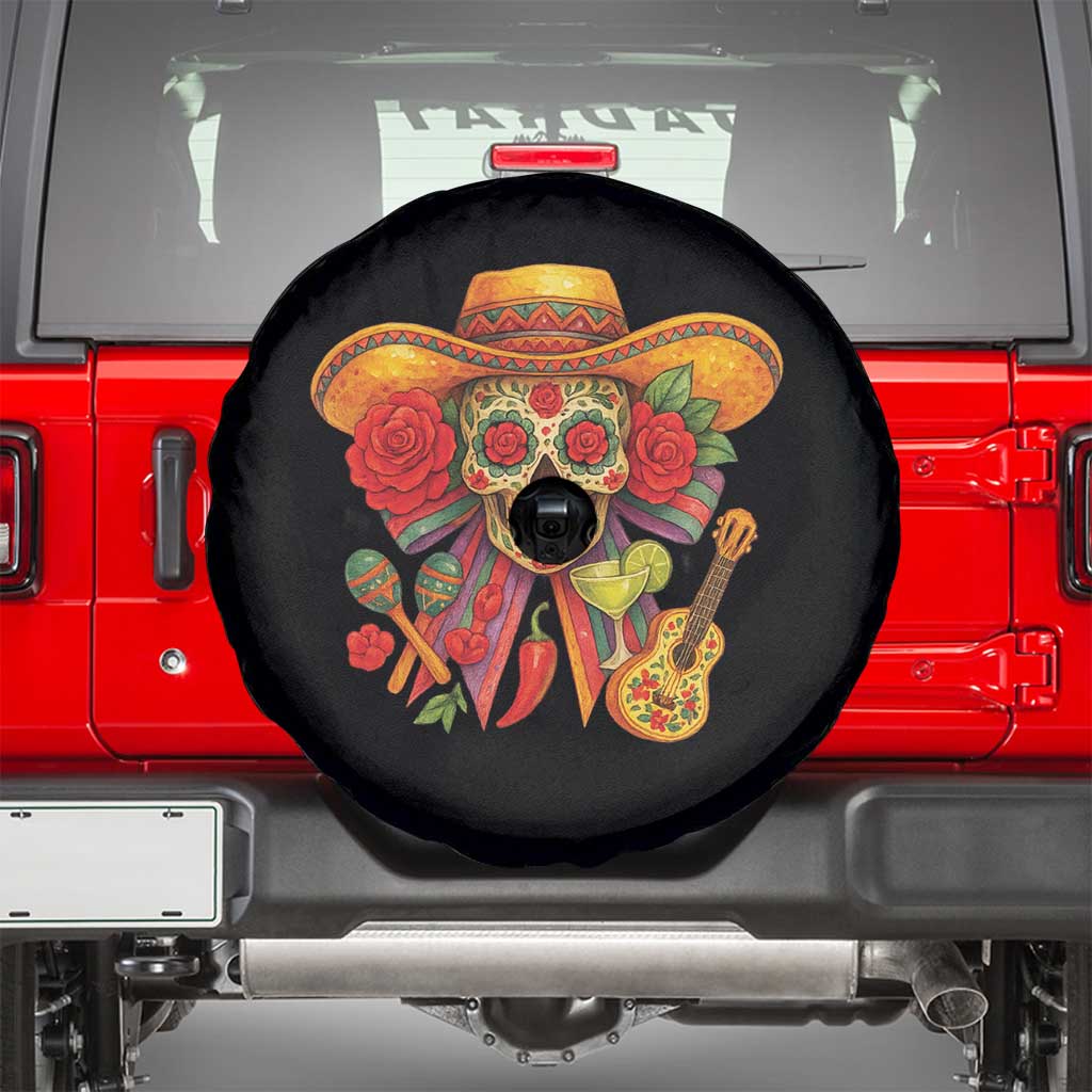 Funny Cinco De Mayo Sugar Skull Sombrero Hat Bow Spare Tire Cover TS11 Black Print Your Wear