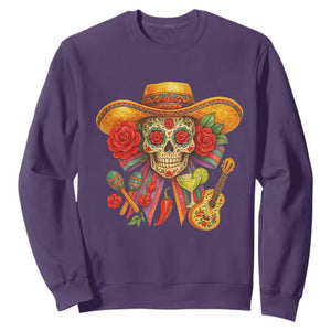 Funny Cinco De Mayo Sugar Skull Sombrero Hat Bow Sweatshirt TS11 Purple Print Your Wear