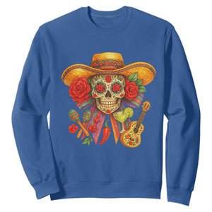 Funny Cinco De Mayo Sugar Skull Sombrero Hat Bow Sweatshirt TS11 Royal Blue Print Your Wear