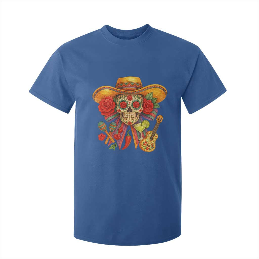Funny Cinco De Mayo Sugar Skull Sombrero Hat Bow T Shirt For Kid TS11 Royal Blue Print Your Wear