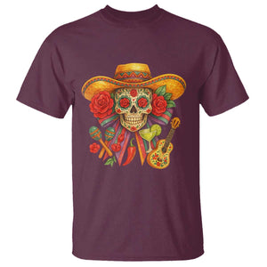 Funny Cinco De Mayo Sugar Skull Sombrero Hat Bow T Shirt TS11 Maroon Print Your Wear