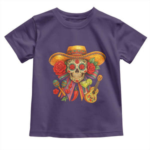 Funny Cinco De Mayo Sugar Skull Sombrero Hat Bow Toddler T Shirt TS11 Purple Print Your Wear