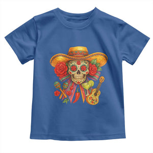 Funny Cinco De Mayo Sugar Skull Sombrero Hat Bow Toddler T Shirt TS11 Royal Blue Print Your Wear