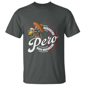 Funny Cinco De Mayo T Shirt Borracho Pero Buen Muchacho Mexican Skeleton With Beers TS11 Dark Heather Print Your Wear