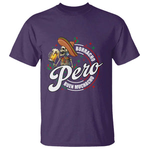 Funny Cinco De Mayo T Shirt Borracho Pero Buen Muchacho Mexican Skeleton With Beers TS11 Purple Print Your Wear