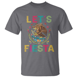 Funny Cinco De Mayo T Shirt Let's Fiesta Golden Eagle Mexico Flag TS11 Charcoal Print Your Wear