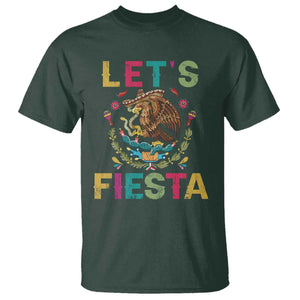 Funny Cinco De Mayo T Shirt Let's Fiesta Golden Eagle Mexico Flag TS11 Dark Forest Green Print Your Wear