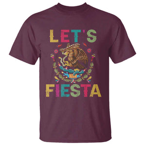 Funny Cinco De Mayo T Shirt Let's Fiesta Golden Eagle Mexico Flag TS11 Maroon Print Your Wear