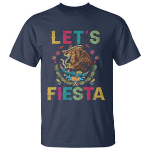 Funny Cinco De Mayo T Shirt Let's Fiesta Golden Eagle Mexico Flag TS11 Navy Print Your Wear