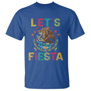 Funny Cinco De Mayo T Shirt Let's Fiesta Golden Eagle Mexico Flag TS11 Royal Blue Print Your Wear