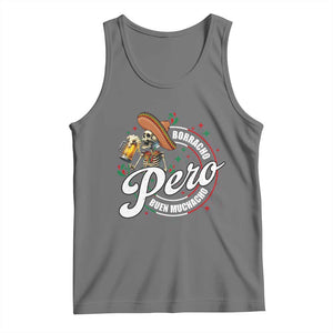 Funny Cinco De Mayo Tank Top Borracho Pero Buen Muchacho Mexican Skeleton With Beers TS11 Black Heather Print Your Wear