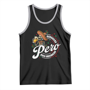 Funny Cinco De Mayo Tank Top Borracho Pero Buen Muchacho Mexican Skeleton With Beers TS11 Black Athletic Heather Print Your Wear
