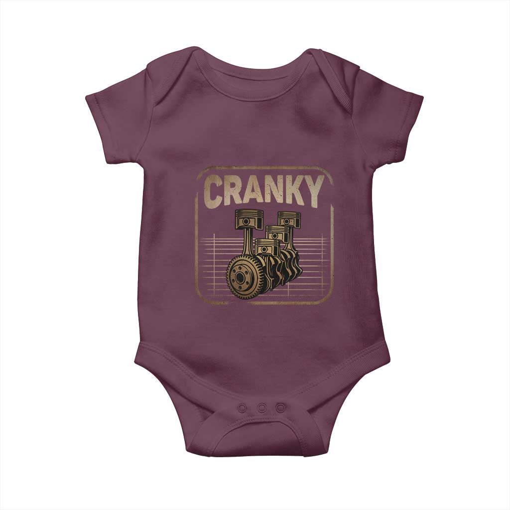 Funny Cranky Car Engine Crankshaft Cars Lover Mechanics Baby Onesie Fathers Day TS11 Maroon Print Your Wear