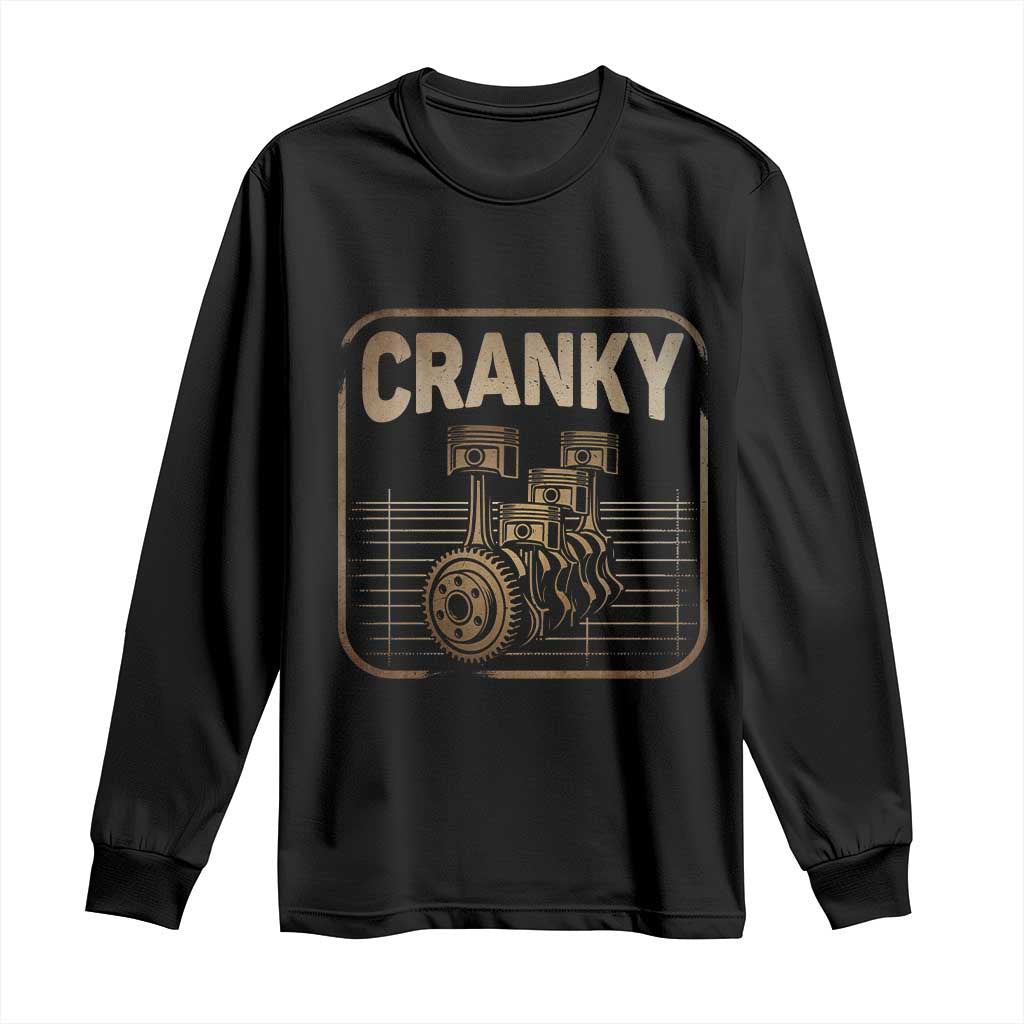 Funny Cranky Car Engine Crankshaft Cars Lover Mechanics Long Sleeve Shirt Fathers Day TS11 Black Print Your Wear