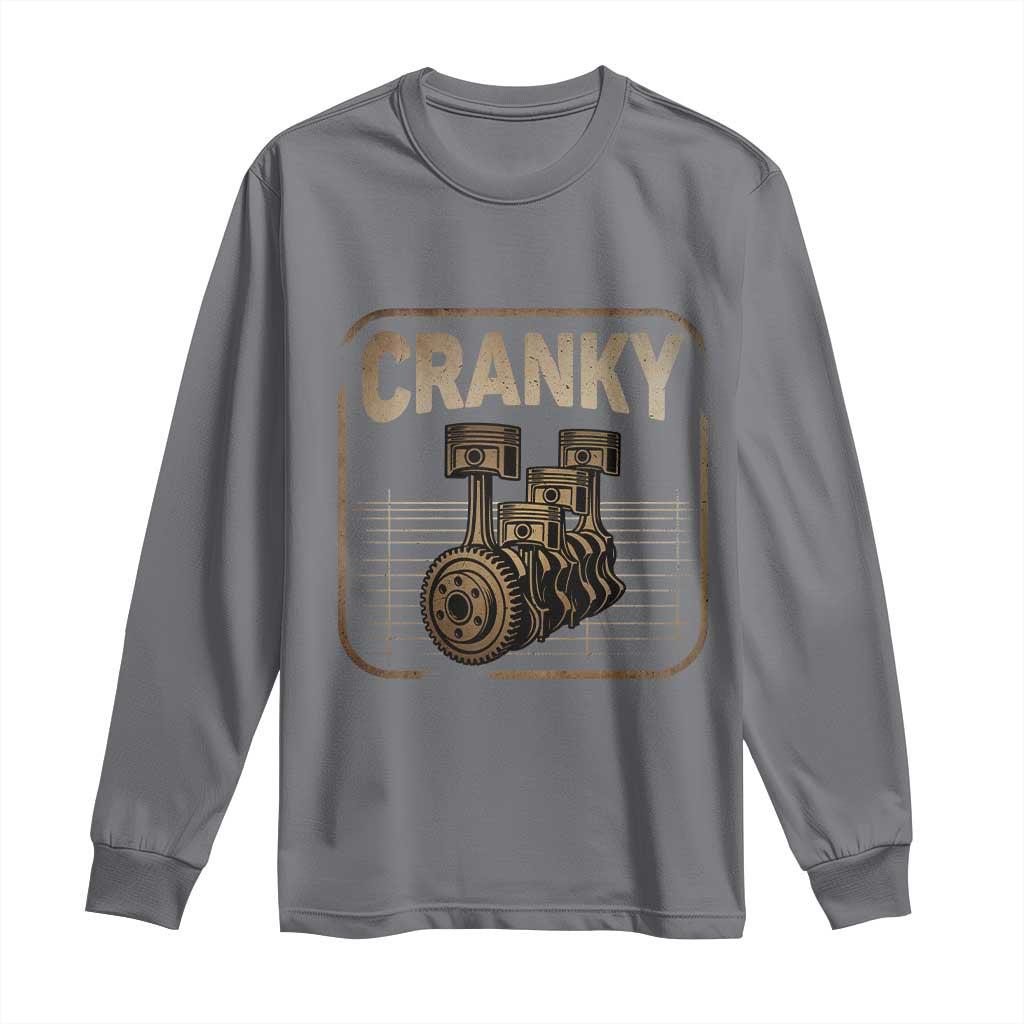 Funny Cranky Car Engine Crankshaft Cars Lover Mechanics Long Sleeve Shirt Fathers Day TS11 Charcoal Print Your Wear