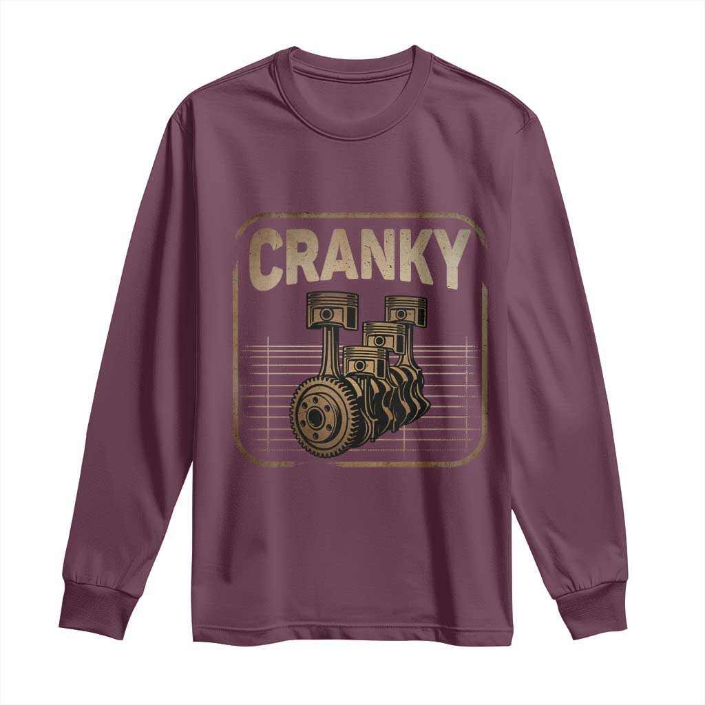 Funny Cranky Car Engine Crankshaft Cars Lover Mechanics Long Sleeve Shirt Fathers Day TS11 Maroon Print Your Wear