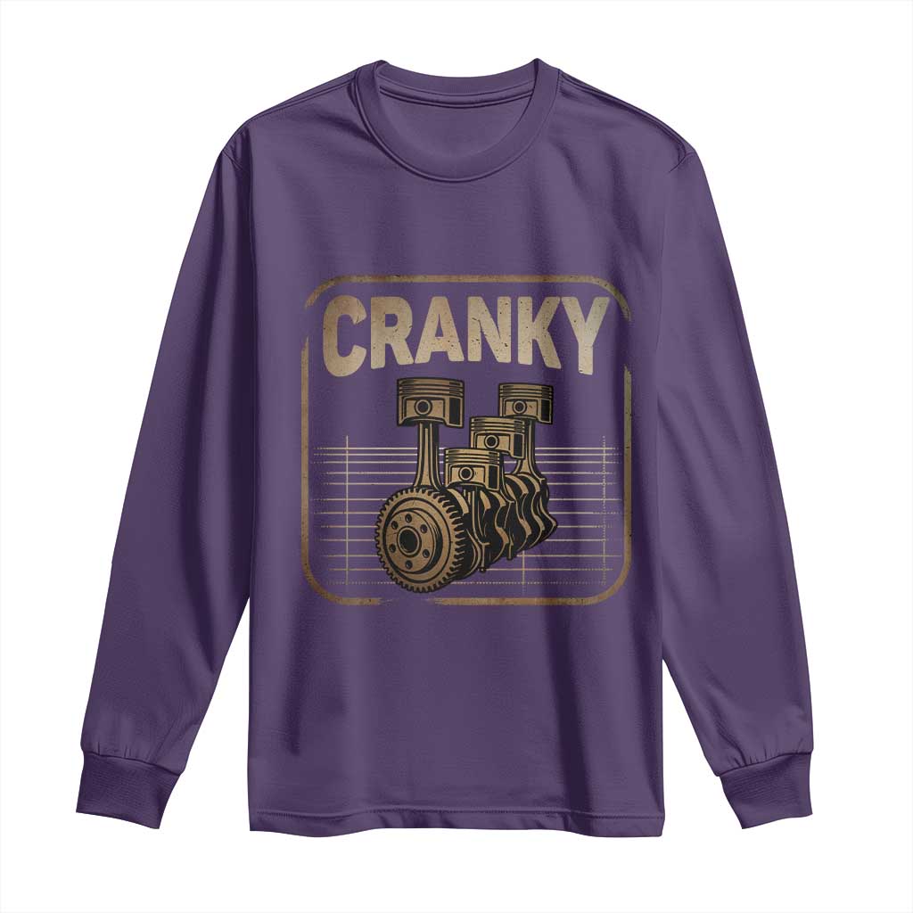 Funny Cranky Car Engine Crankshaft Cars Lover Mechanics Long Sleeve Shirt Fathers Day TS11 Purple Print Your Wear