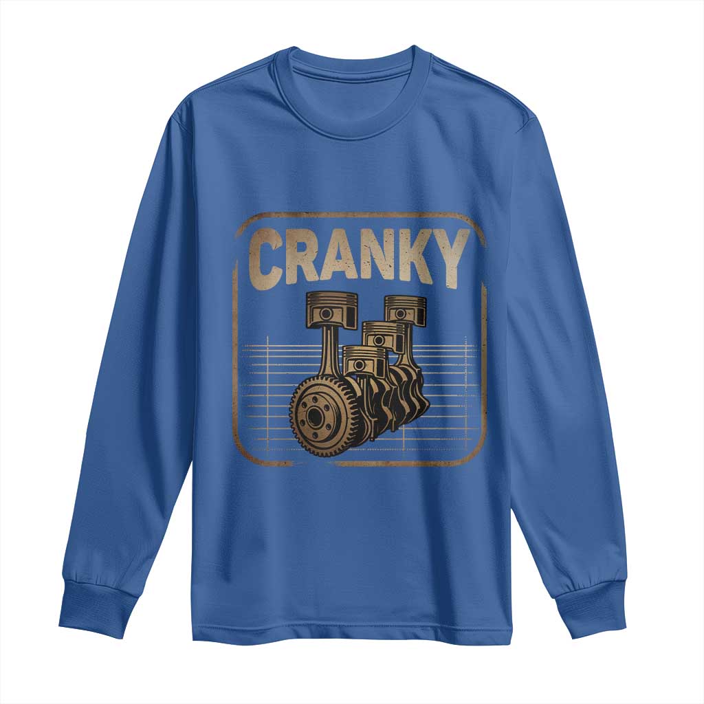Funny Cranky Car Engine Crankshaft Cars Lover Mechanics Long Sleeve Shirt Fathers Day TS11 Royal Blue Print Your Wear
