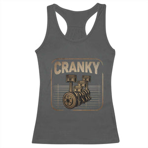Funny Cranky Car Engine Crankshaft Cars Lover Mechanics Racerback Tank Top Fathers Day TS11 Dark Heather Print Your Wear