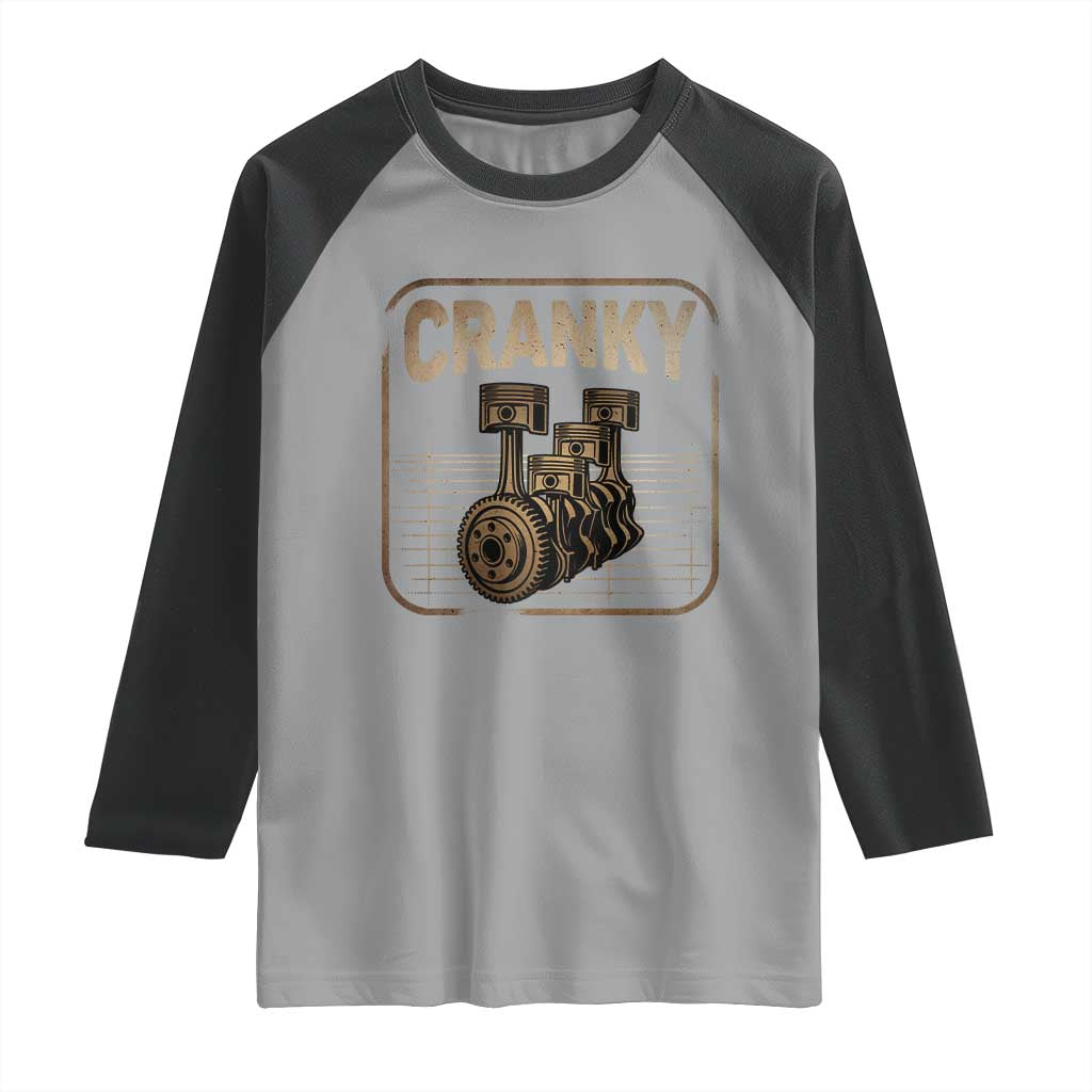 Funny Cranky Car Engine Crankshaft Cars Lover Mechanics Raglan Shirt Fathers Day TS11 Sport Gray Black Print Your Wear