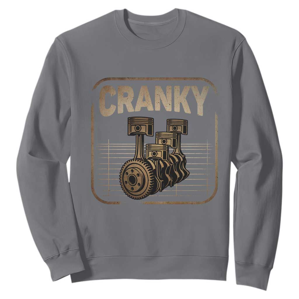 Funny Cranky Car Engine Crankshaft Cars Lover Mechanics Sweatshirt Fathers Day TS11 Charcoal Print Your Wear
