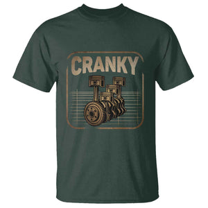 Funny Cranky Car Engine Crankshaft Cars Lover Mechanics T Shirt Fathers Day TS11 Dark Forest Green Print Your Wear