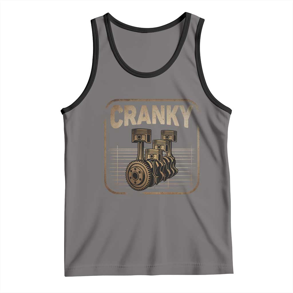 Funny Cranky Car Engine Crankshaft Cars Lover Mechanics Tank Top Fathers Day TS11 Deep Heather Black Print Your Wear