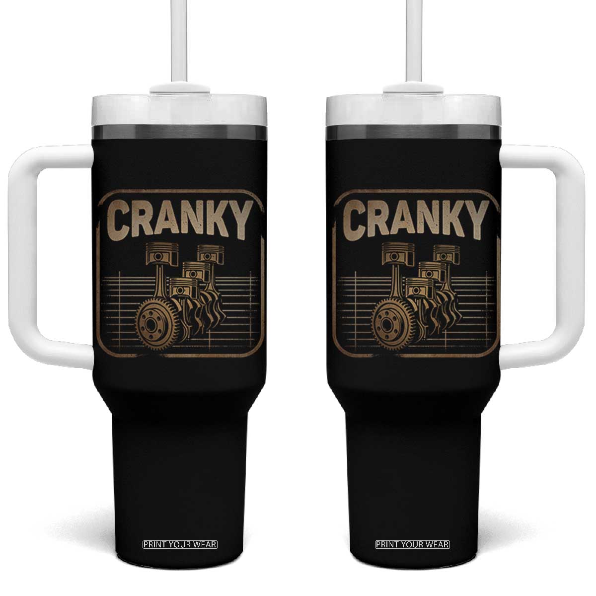 Funny Cranky Car Engine Crankshaft Cars Lover Mechanics Tumbler With Handle Fathers Day TS11 One Size: 40 oz Black Print Your Wear