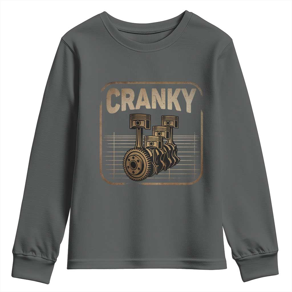 Funny Cranky Car Engine Crankshaft Cars Lover Mechanics Youth Sweatshirt Fathers Day TS11 Dark Heather Print Your Wear