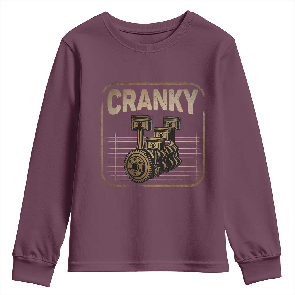 Funny Cranky Car Engine Crankshaft Cars Lover Mechanics Youth Sweatshirt Fathers Day TS11 Maroon Print Your Wear