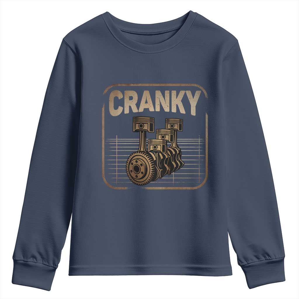 Funny Cranky Car Engine Crankshaft Cars Lover Mechanics Youth Sweatshirt Fathers Day TS11 Navy Print Your Wear