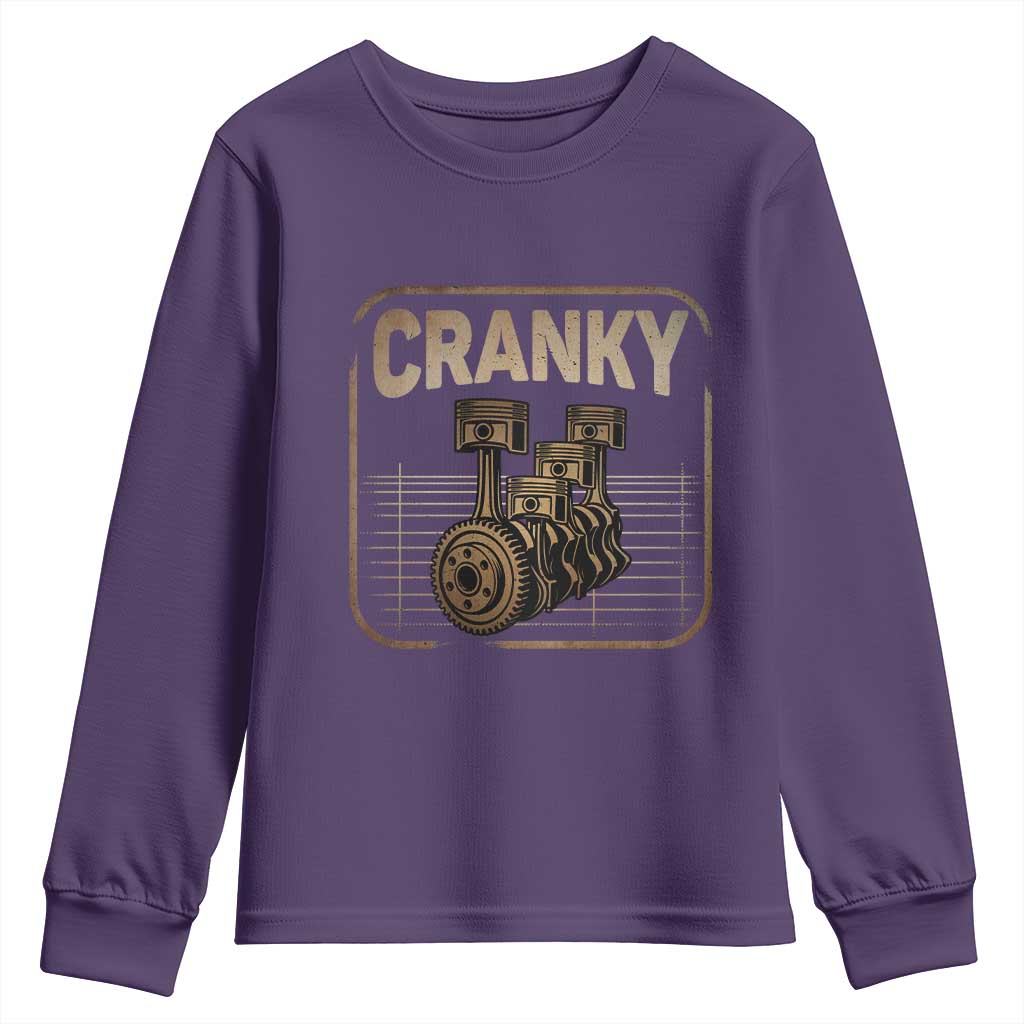Funny Cranky Car Engine Crankshaft Cars Lover Mechanics Youth Sweatshirt Fathers Day TS11 Purple Print Your Wear