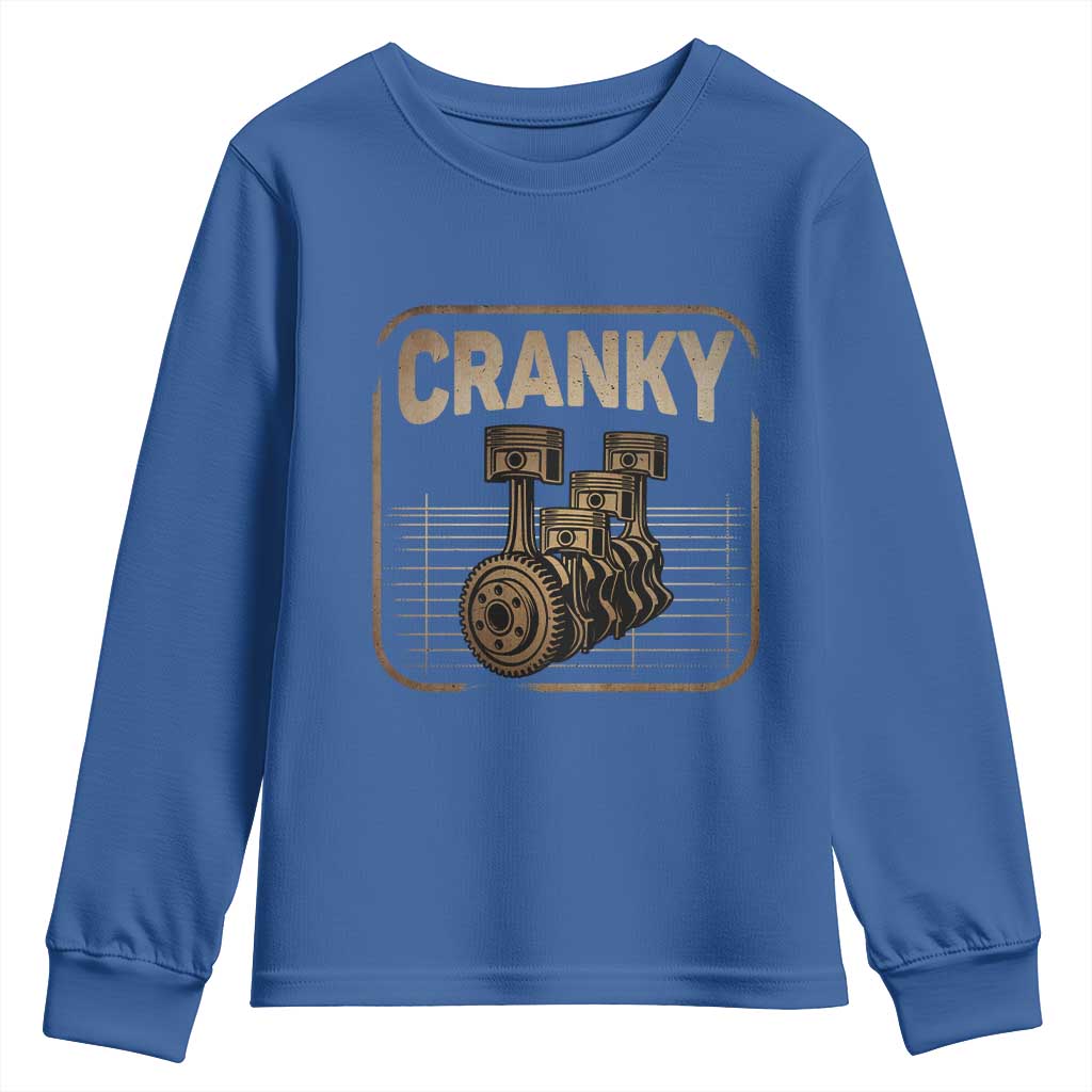 Funny Cranky Car Engine Crankshaft Cars Lover Mechanics Youth Sweatshirt Fathers Day TS11 Royal Blue Print Your Wear