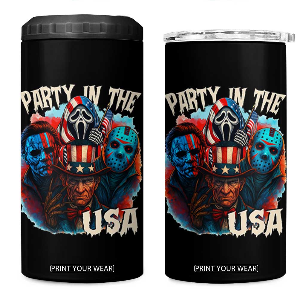 Funny Creepy 4th Of July Party In The USA 4 in 1 Can Cooler Tumbler 4th Of July Horror Movie Independence Day TS11 One Size: 16 oz Black Print Your Wear