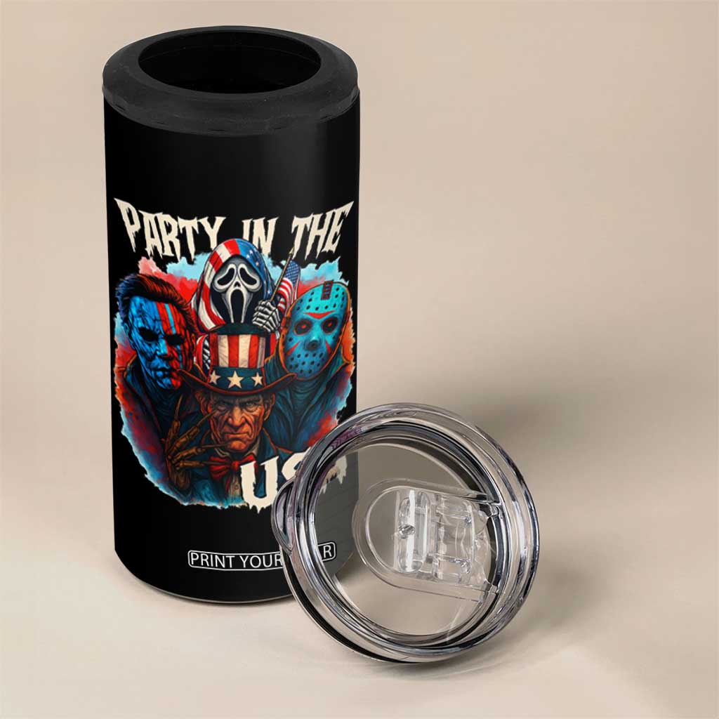Funny Creepy 4th Of July Party In The USA 4 in 1 Can Cooler Tumbler 4th Of July Horror Movie Independence Day TS11 Print Your Wear