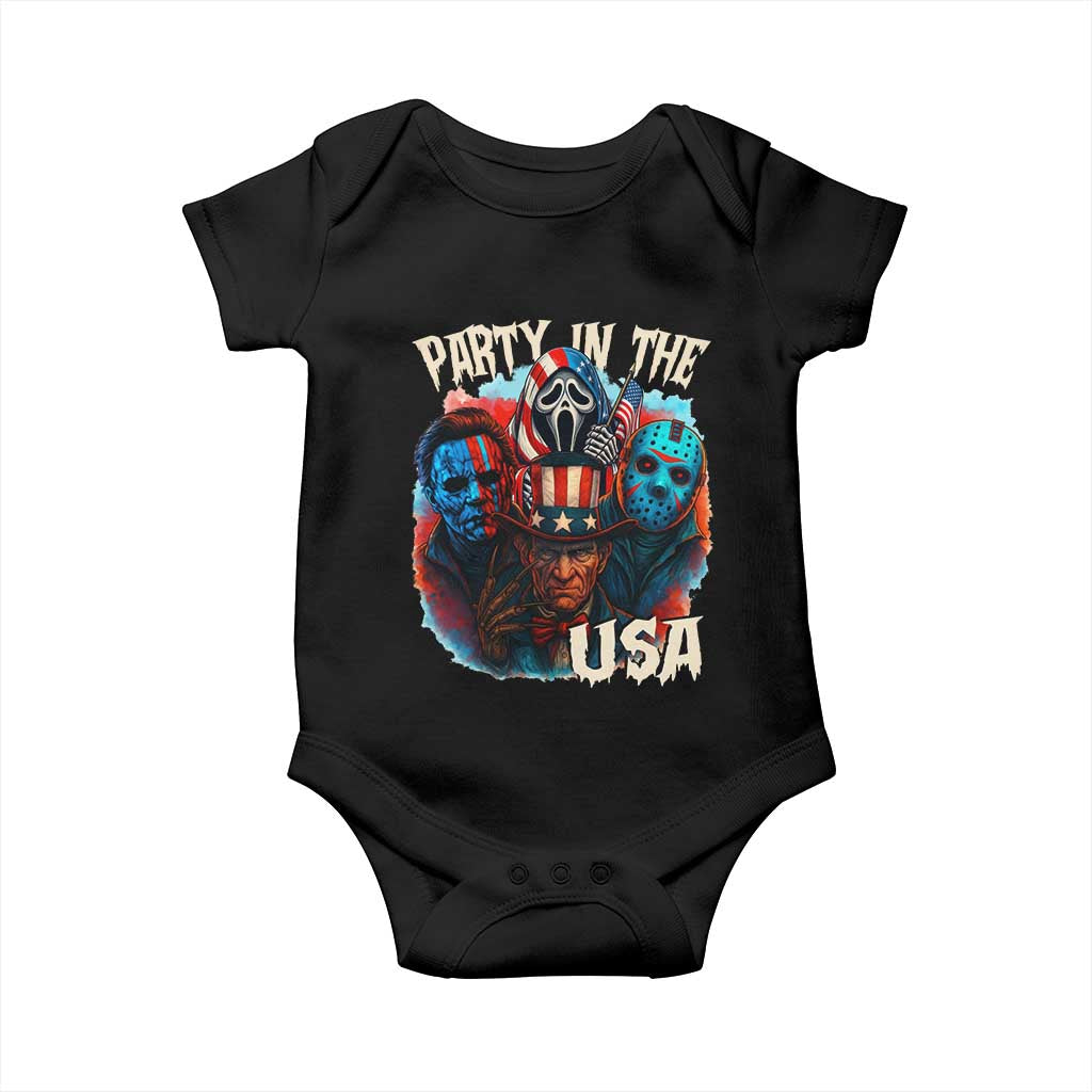 Funny Creepy 4th Of July Party In The USA Baby Onesie 4th Of July Horror Movie Independence Day TS11 Black Print Your Wear