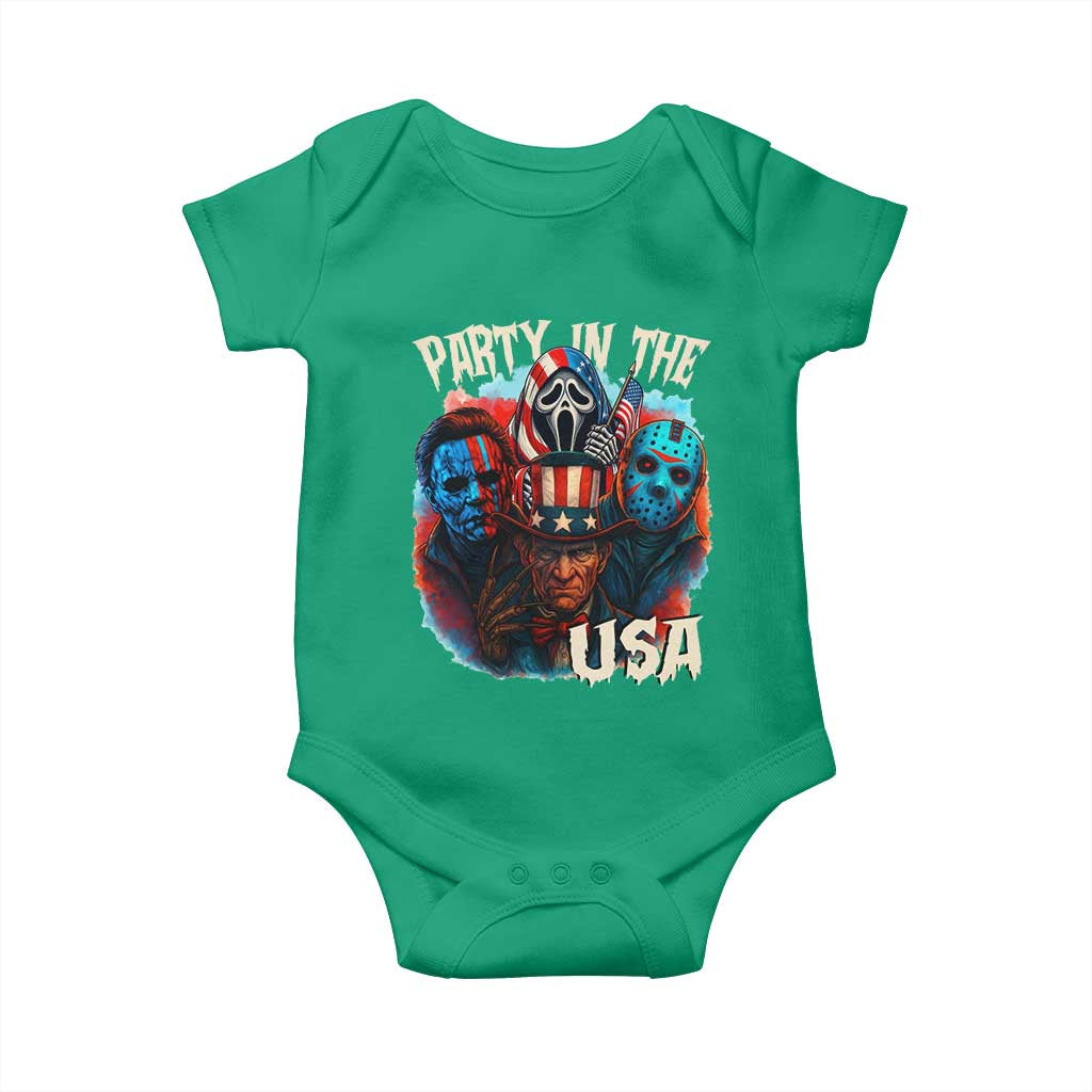 Funny Creepy 4th Of July Party In The USA Baby Onesie 4th Of July Horror Movie Independence Day TS11 Irish Green Print Your Wear
