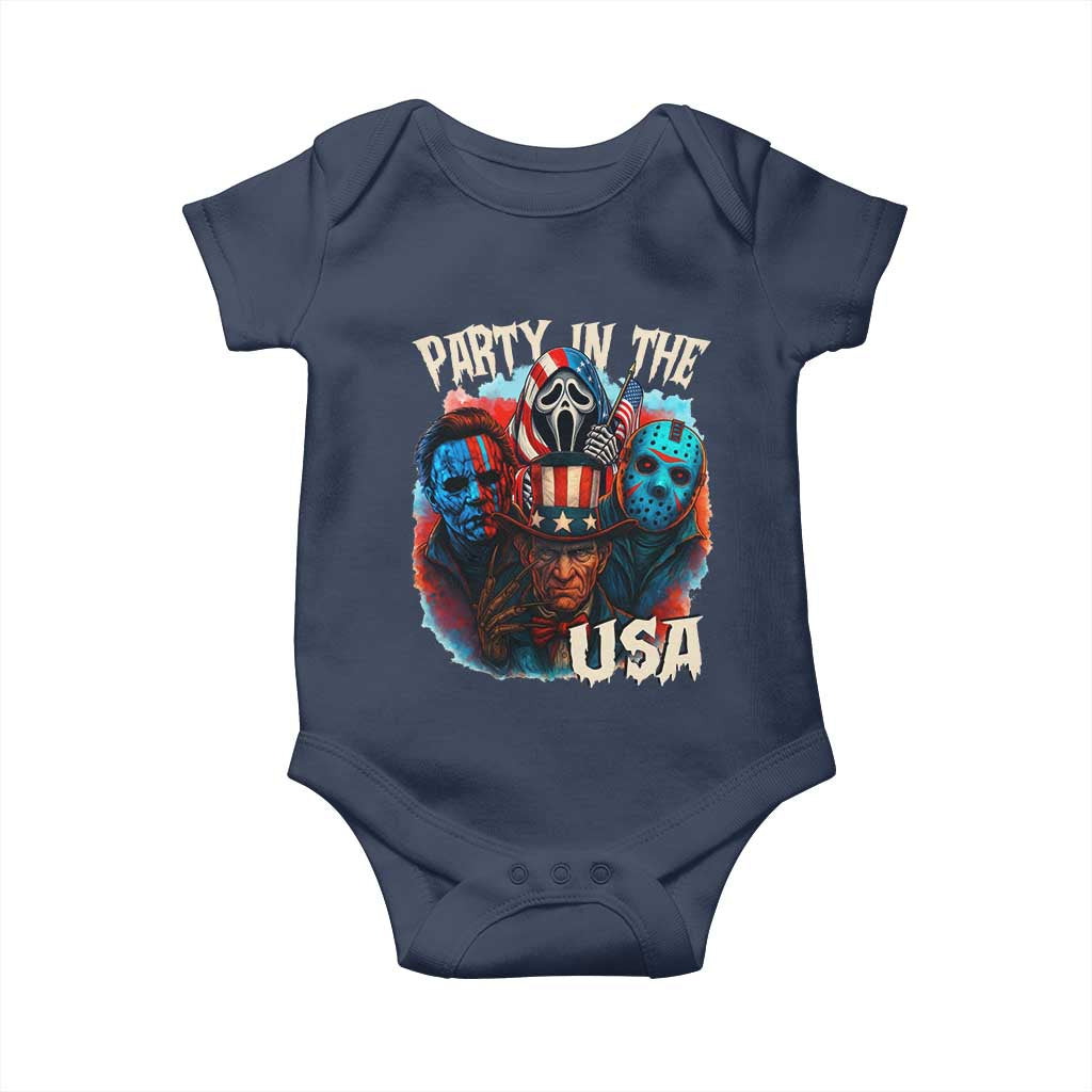 Funny Creepy 4th Of July Party In The USA Baby Onesie 4th Of July Horror Movie Independence Day TS11 Navy Print Your Wear