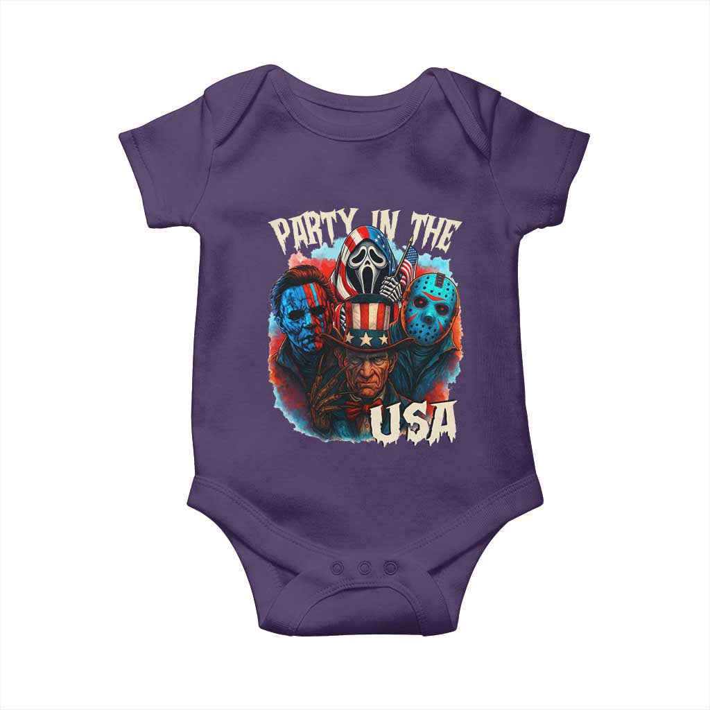 Funny Creepy 4th Of July Party In The USA Baby Onesie 4th Of July Horror Movie Independence Day TS11 Purple Print Your Wear