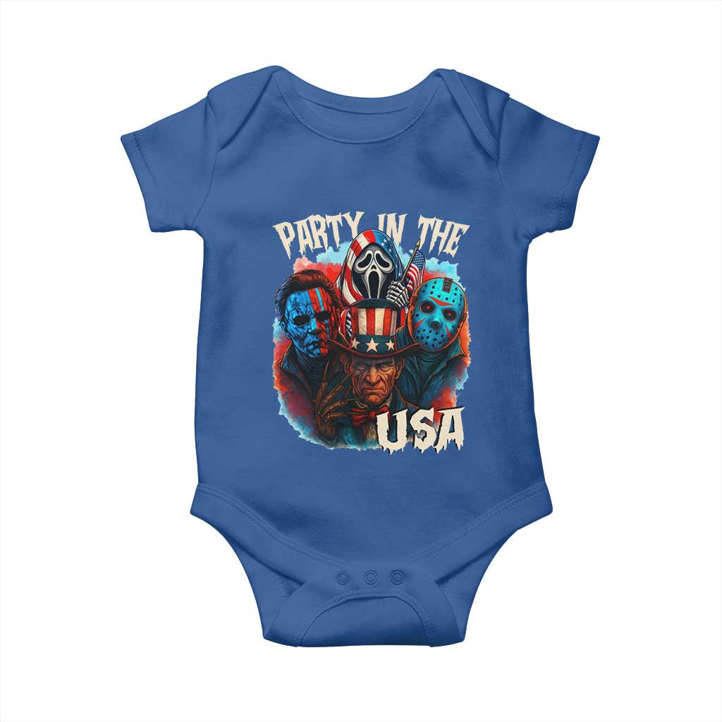Funny Creepy 4th Of July Party In The USA Baby Onesie 4th Of July Horror Movie Independence Day TS11 Royal Blue Print Your Wear