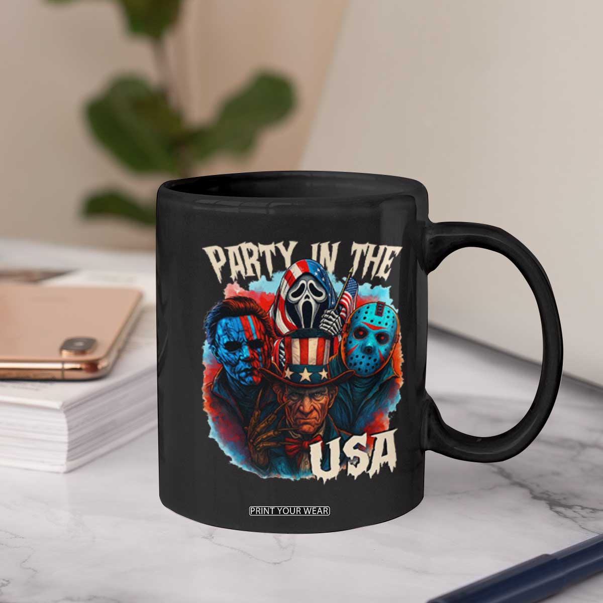 Funny Creepy 4th Of July Party In The USA Coffee Mug 4th Of July Horror Movie Independence Day TS11 Print Your Wear