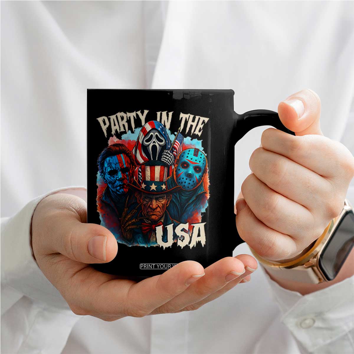 Funny Creepy 4th Of July Party In The USA Coffee Mug 4th Of July Horror Movie Independence Day TS11 Print Your Wear