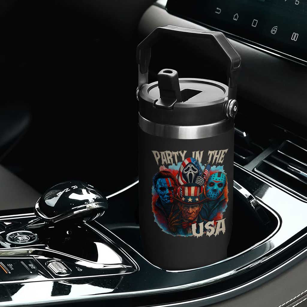 Funny Creepy 4th Of July Party In The USA Flip Straw Tumbler 4th Of July Horror Movie Independence Day TS11 Print Your Wear