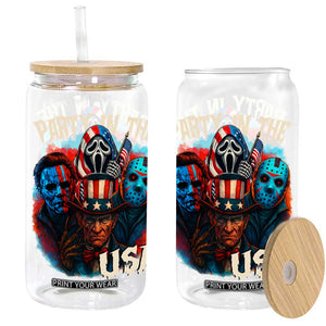 Funny Creepy 4th Of July Party In The USA Glass Can 4th Of July Horror Movie Independence Day TS11 Black Print Your Wear