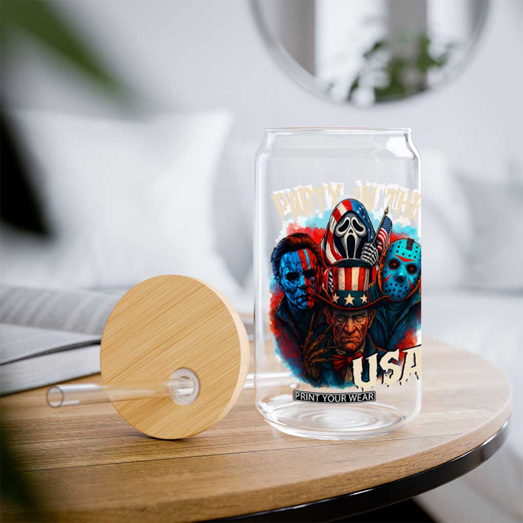 Funny Creepy 4th Of July Party In The USA Glass Can 4th Of July Horror Movie Independence Day TS11 Print Your Wear
