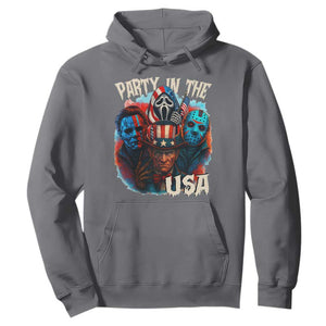 Funny Creepy 4th Of July Party In The USA Hoodie 4th Of July Horror Movie Independence Day TS11 Charcoal Print Your Wear